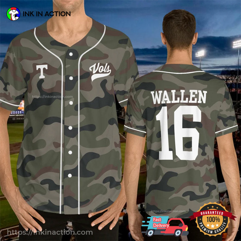 Morgan Wallen 16 Camo Baseball Jersey Unisex T-shirt, Sweatshirt, Hoodie, Long Sleeve Tee - T-Shirt, Sweatshirt, Hoodie