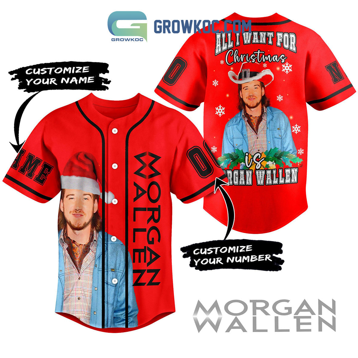 Morgan Wallen All I Want For Christmas Is You Personalized Baseball Jersey Unisex T-shirt, Sweatshirt, Hoodie, Long Sleeve Tee - T-Shirt, Sweatshirt, Hoodie