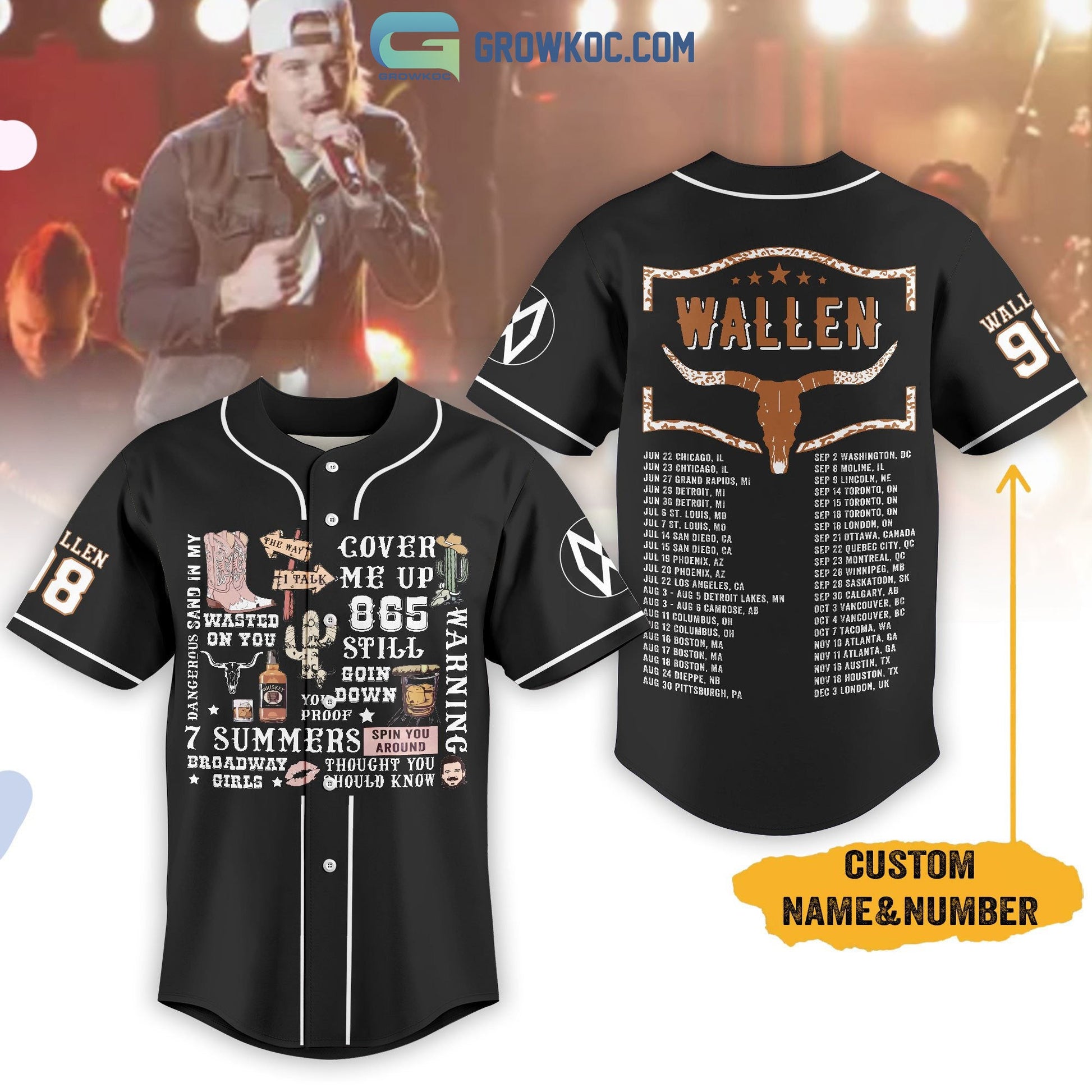 Morgan Wallen Cover Me Up World Tour 2023 Personalized Baseball Jersey Unisex T-shirt, Sweatshirt, Hoodie, Long Sleeve Tee - T-Shirt, Sweatshirt, Hoodie