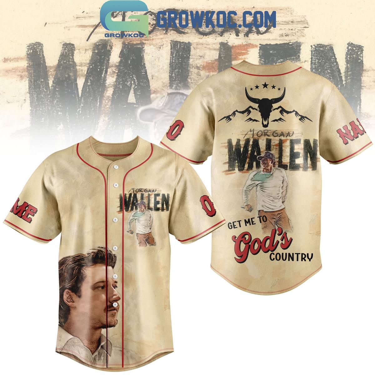 Morgan Wallen Get Me To Gods Country Personalized Baseball Jersey Unisex T-shirt, Sweatshirt, Hoodie, Long Sleeve Tee - T-Shirt, Sweatshirt, Hoodie