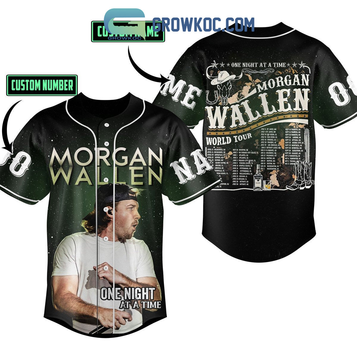 Morgan Wallen One Night At A Time World Tour Personalized Baseball Jersey Unisex T-shirt, Sweatshirt, Hoodie, Long Sleeve Tee - T-Shirt, Sweatshirt, Hoodie