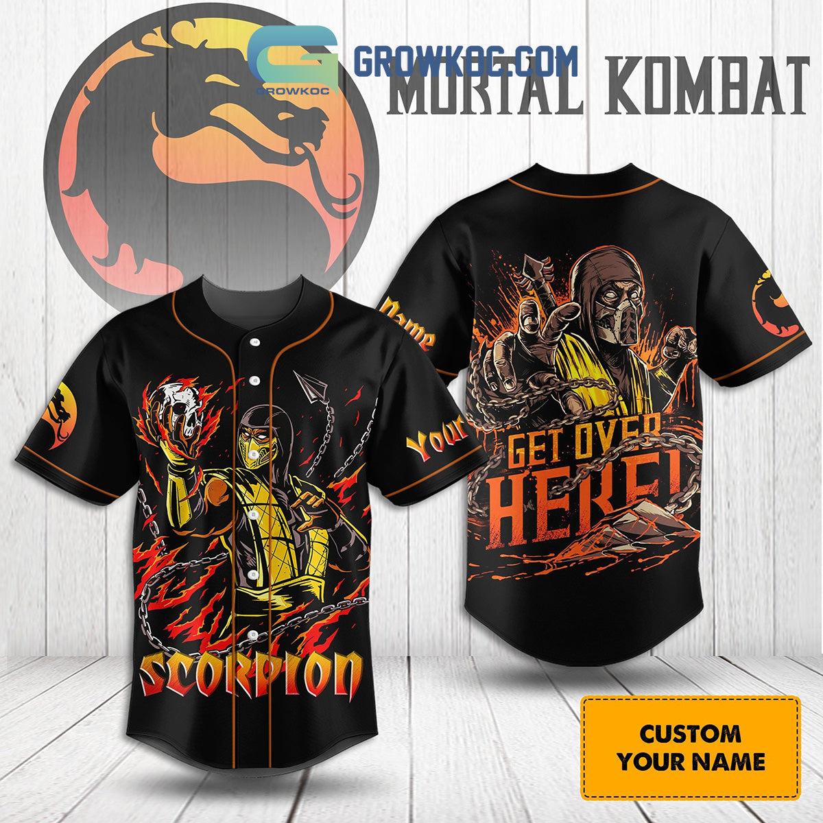 Mortal Kombat Get Over Here Dragon Personalized Baseball Jersey Unisex T-shirt, Sweatshirt, Hoodie, Long Sleeve Tee - T-Shirt, Sweatshirt, Hoodie