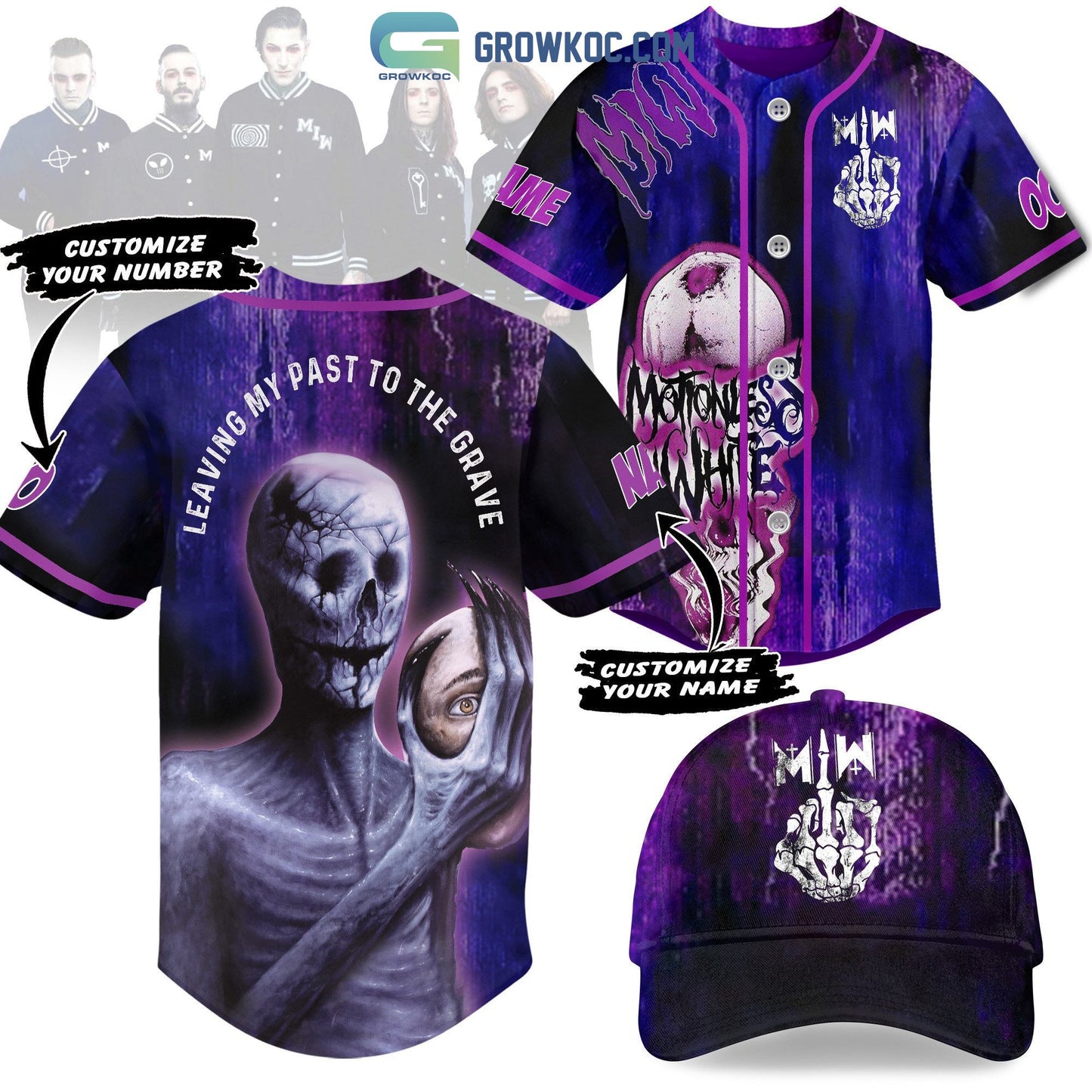 Motionless In White Leaving My Past To The Grave Personalized Baseball Jersey Unisex T-shirt, Sweatshirt, Hoodie, Long Sleeve Tee - T-Shirt, Sweatshirt, Hoodie