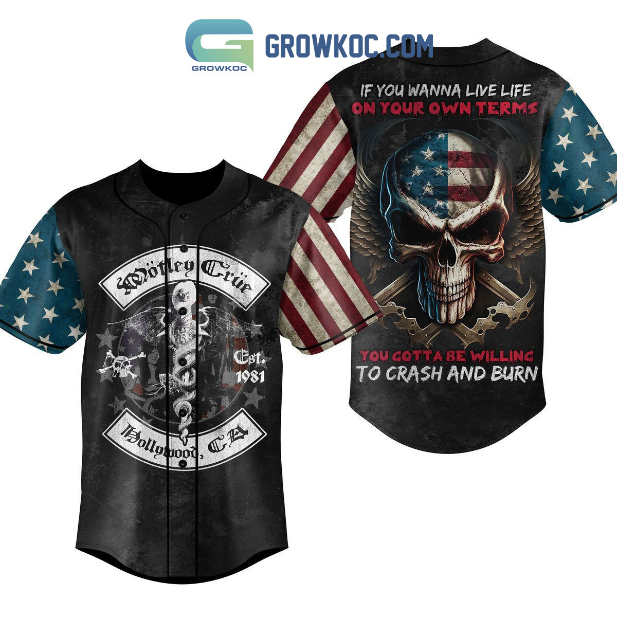 Motley Crue You Gotta Be Willing To Crash And Burn Personalized Baseball Jersey Unisex T-shirt, Sweatshirt, Hoodie, Long Sleeve Tee - T-Shirt, Sweatshirt, Hoodie