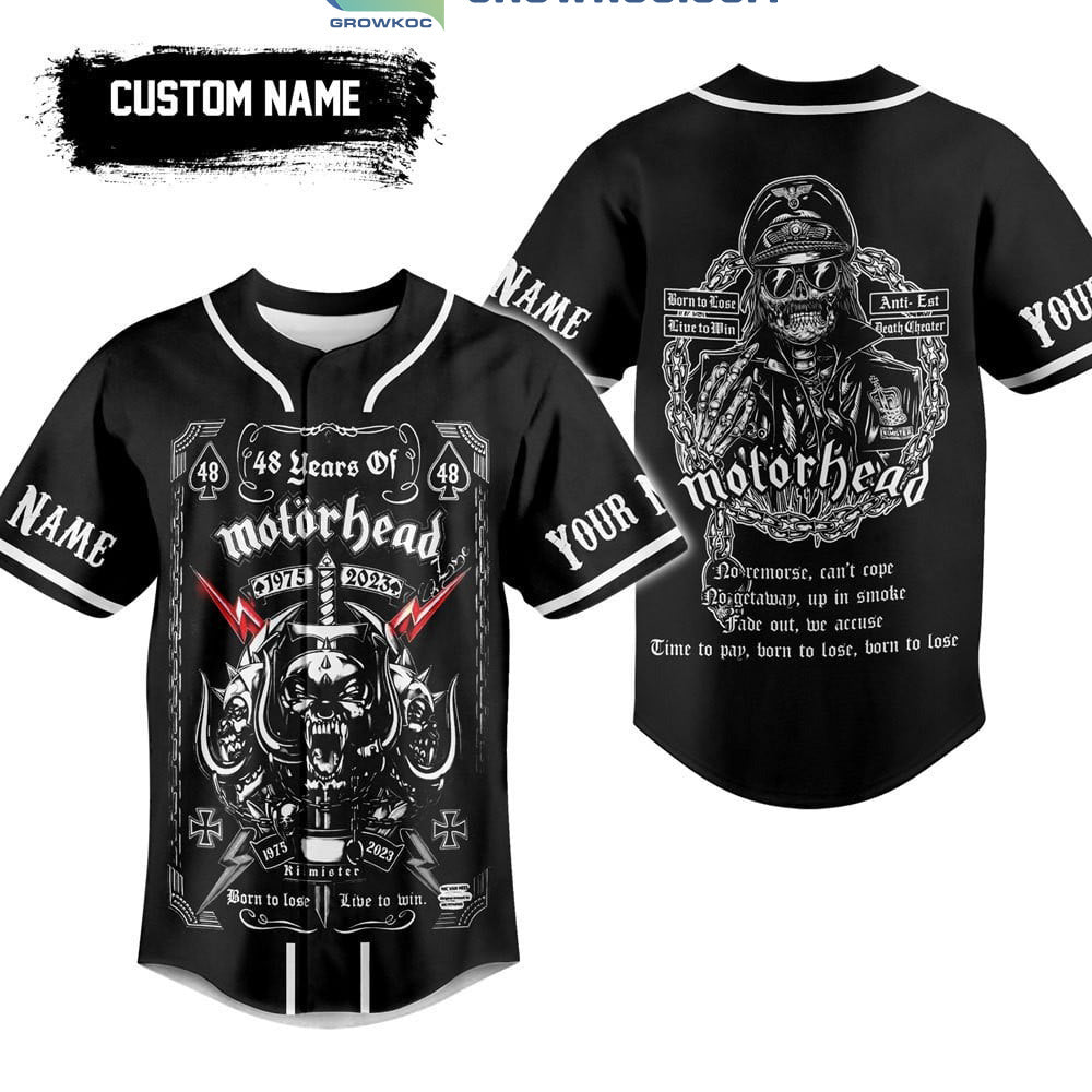 Motor Head 48 Years Of 1975 2023 Born To Lose Live To Win Personalized Baseball Jersey Unisex T-shirt, Sweatshirt, Hoodie, Long Sleeve Tee - T-Shirt, Sweatshirt, Hoodie