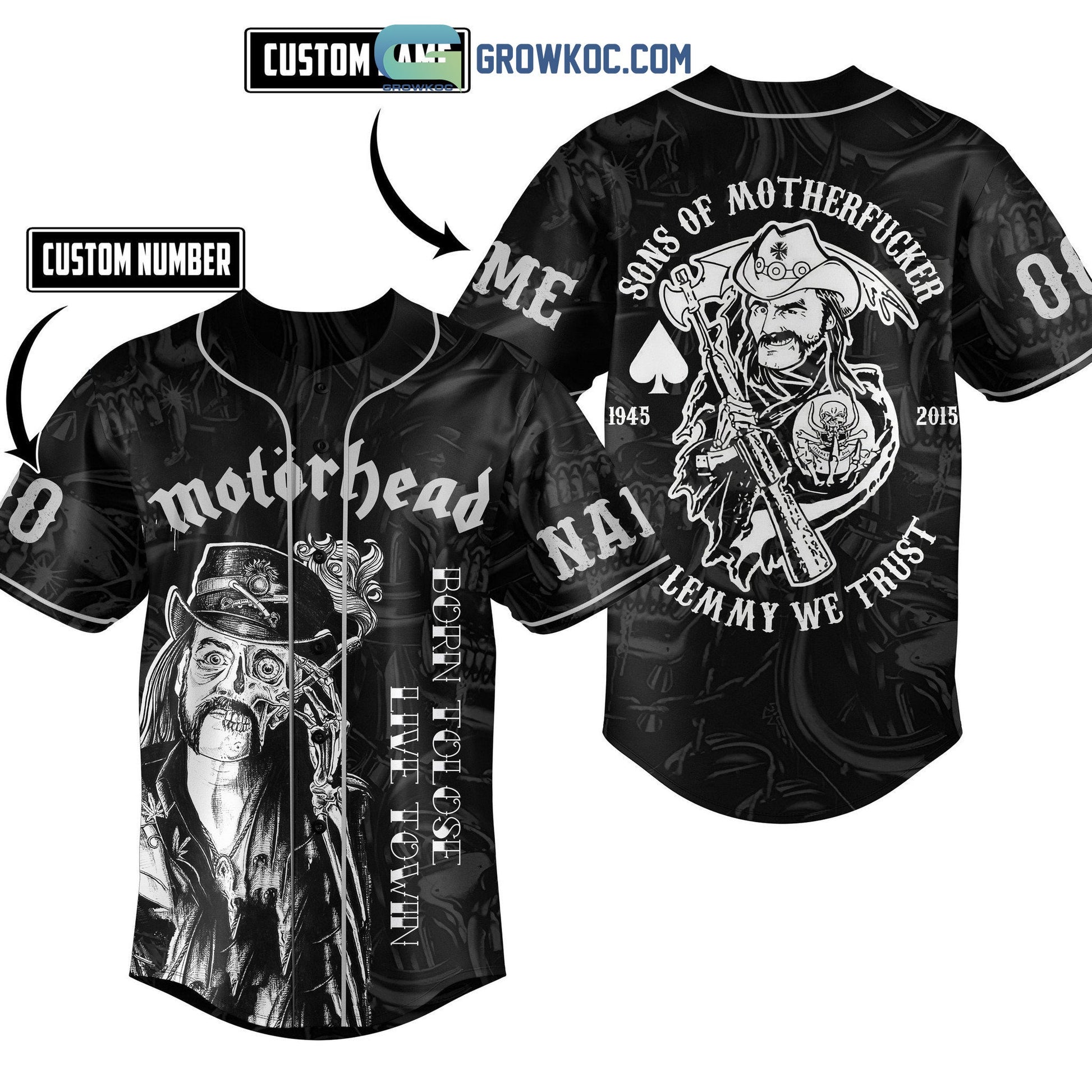Motor Head Born To Lose Live To Win Personalized Baseball Jersey Unisex T-shirt, Sweatshirt, Hoodie, Long Sleeve Tee - T-Shirt, Sweatshirt, Hoodie