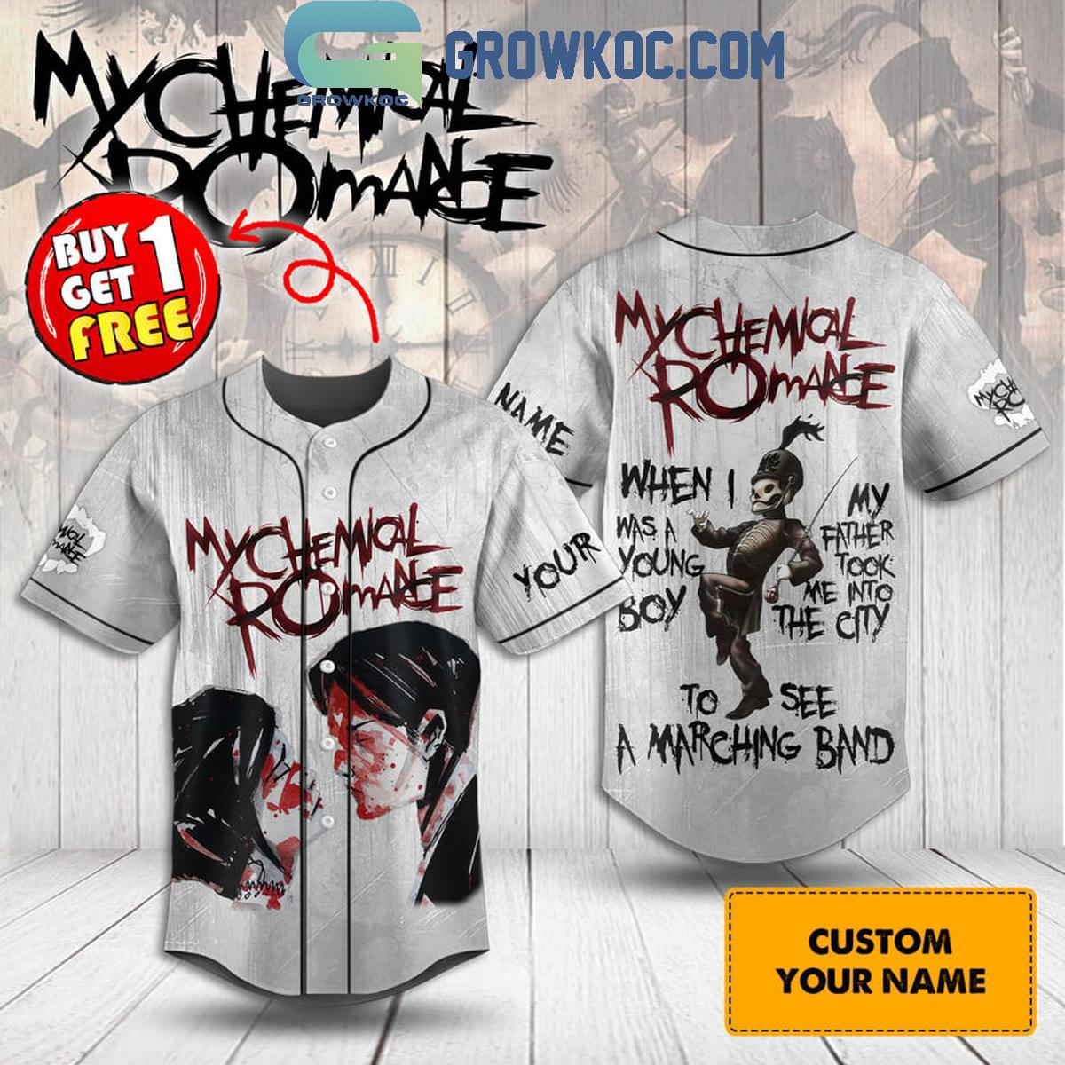 My Chemical Romance I See A Marching Band Personalized Baseball Jersey Unisex T-shirt, Sweatshirt, Hoodie, Long Sleeve Tee - T-Shirt, Sweatshirt, Hoodie