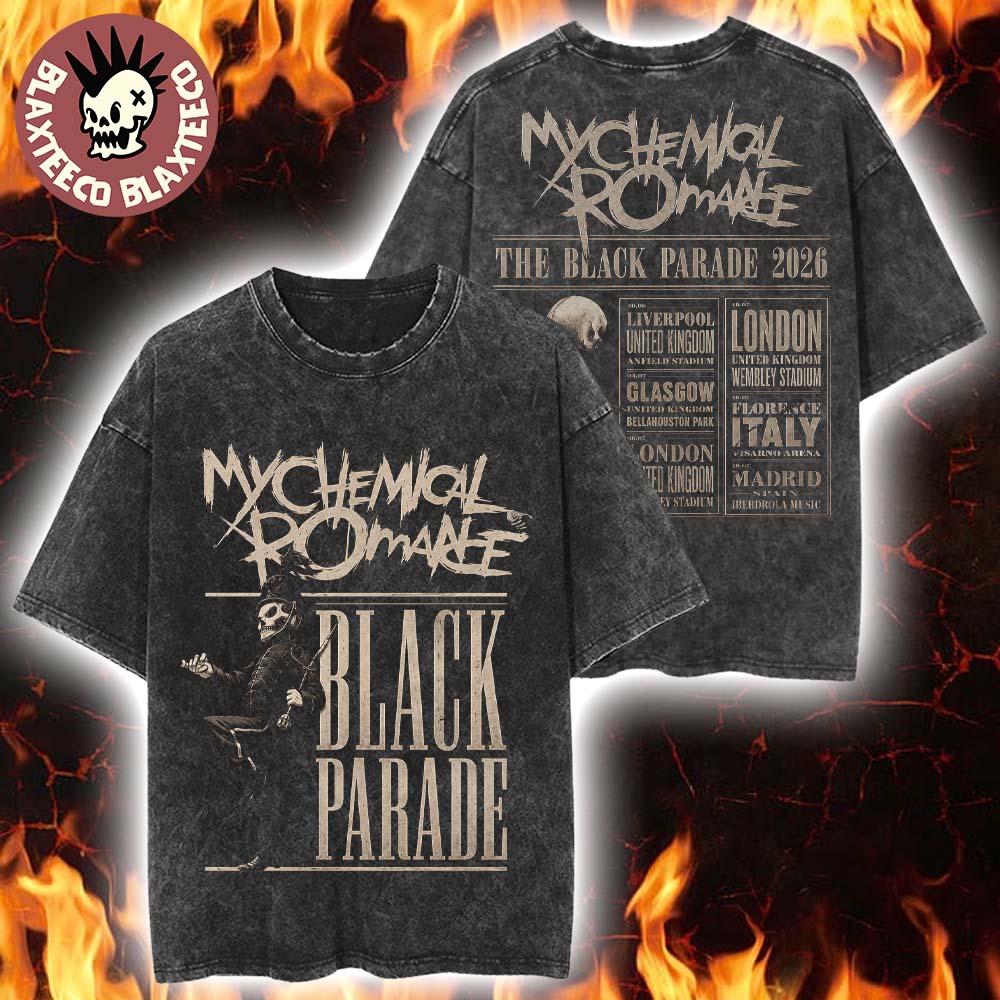 My Chemical Romance The Black Parade 2026 Tour EU And UK Vintage Washed Tee Unisex T-shirt, Sweatshirt, Hoodie, Long Sleeve Tee - T-Shirt, Sweatshirt, Hoodie