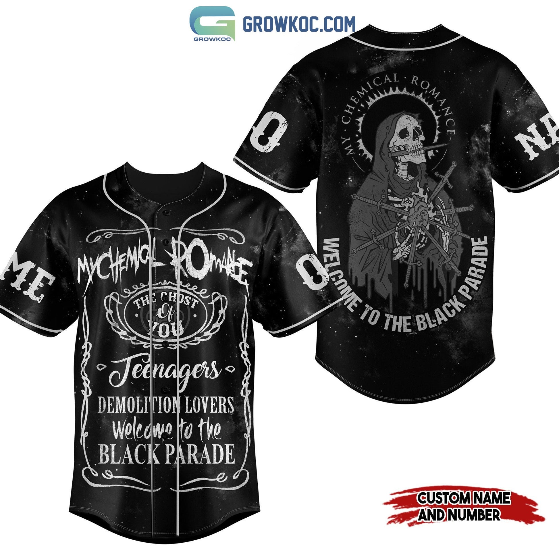 My Chemical Romance Welcome To The Black Parade Personalized Baseball Jersey Unisex T-shirt, Sweatshirt, Hoodie, Long Sleeve Tee - T-Shirt, Sweatshirt, Hoodie