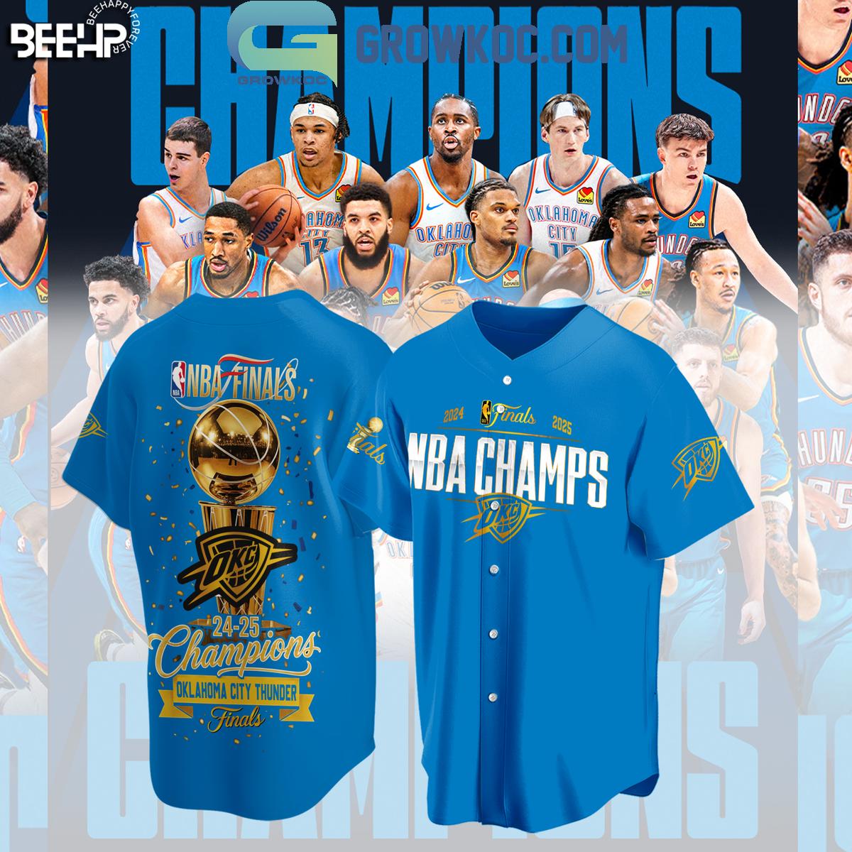 NBA Finals 2025 Champions Oklahoma City Thunder Baseball Jersey Unisex T-shirt, Sweatshirt, Hoodie, Long Sleeve Tee - T-Shirt, Sweatshirt, Hoodie