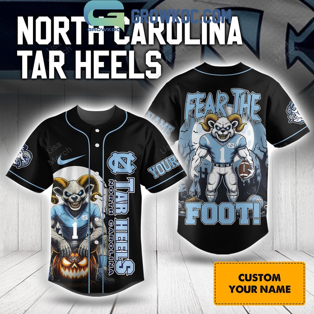 NC Tar Heels Halloween Fear The Foot Football 2024 Personalized Baseball Jersey Unisex T-shirt, Sweatshirt, Hoodie, Long Sleeve Tee - T-Shirt, Sweatshirt, Hoodie