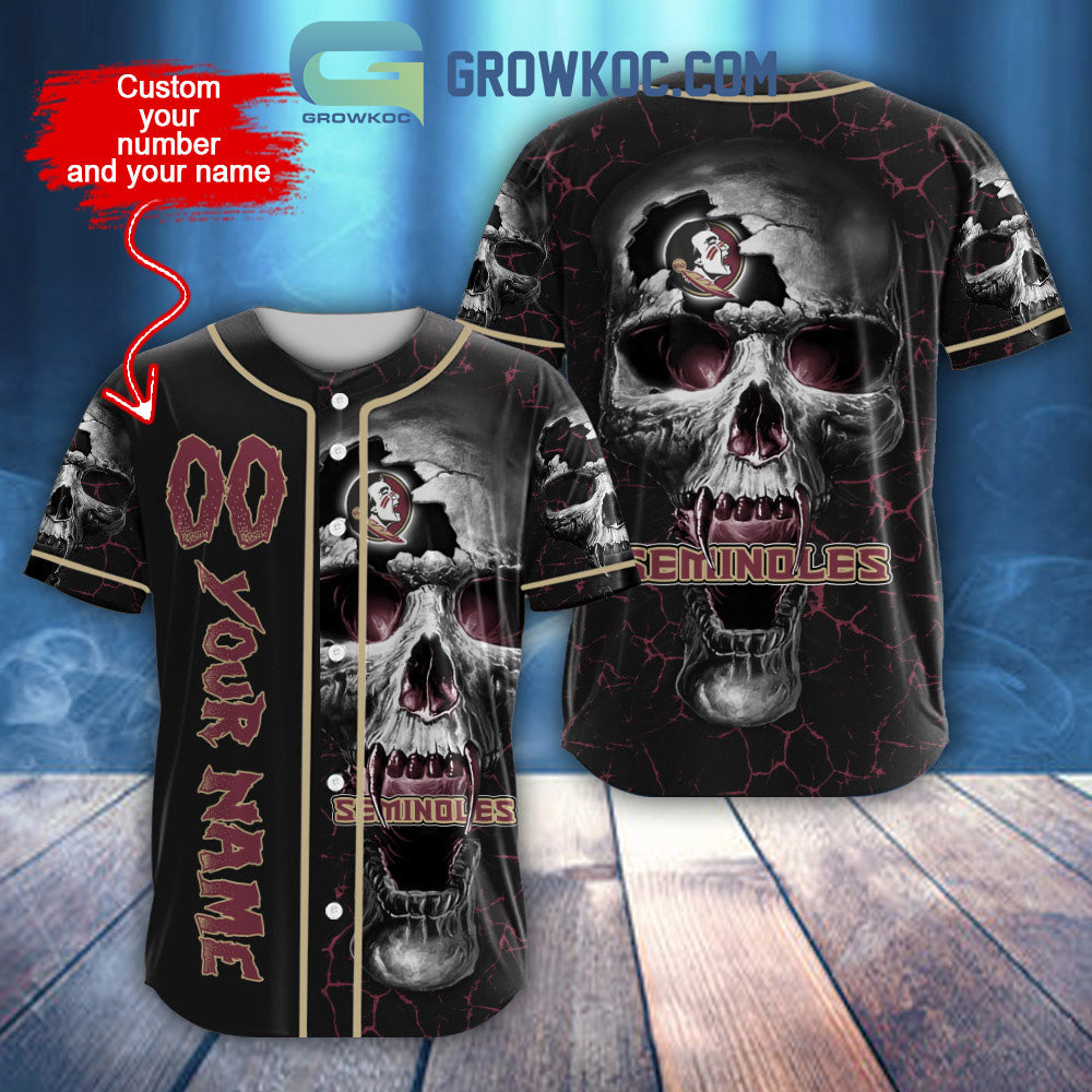 NCAA Florida State Seminoles Personalized Skull Design Baseball Jersey Unisex T-shirt, Sweatshirt, Hoodie, Long Sleeve Tee - T-Shirt, Sweatshirt, Hoodie