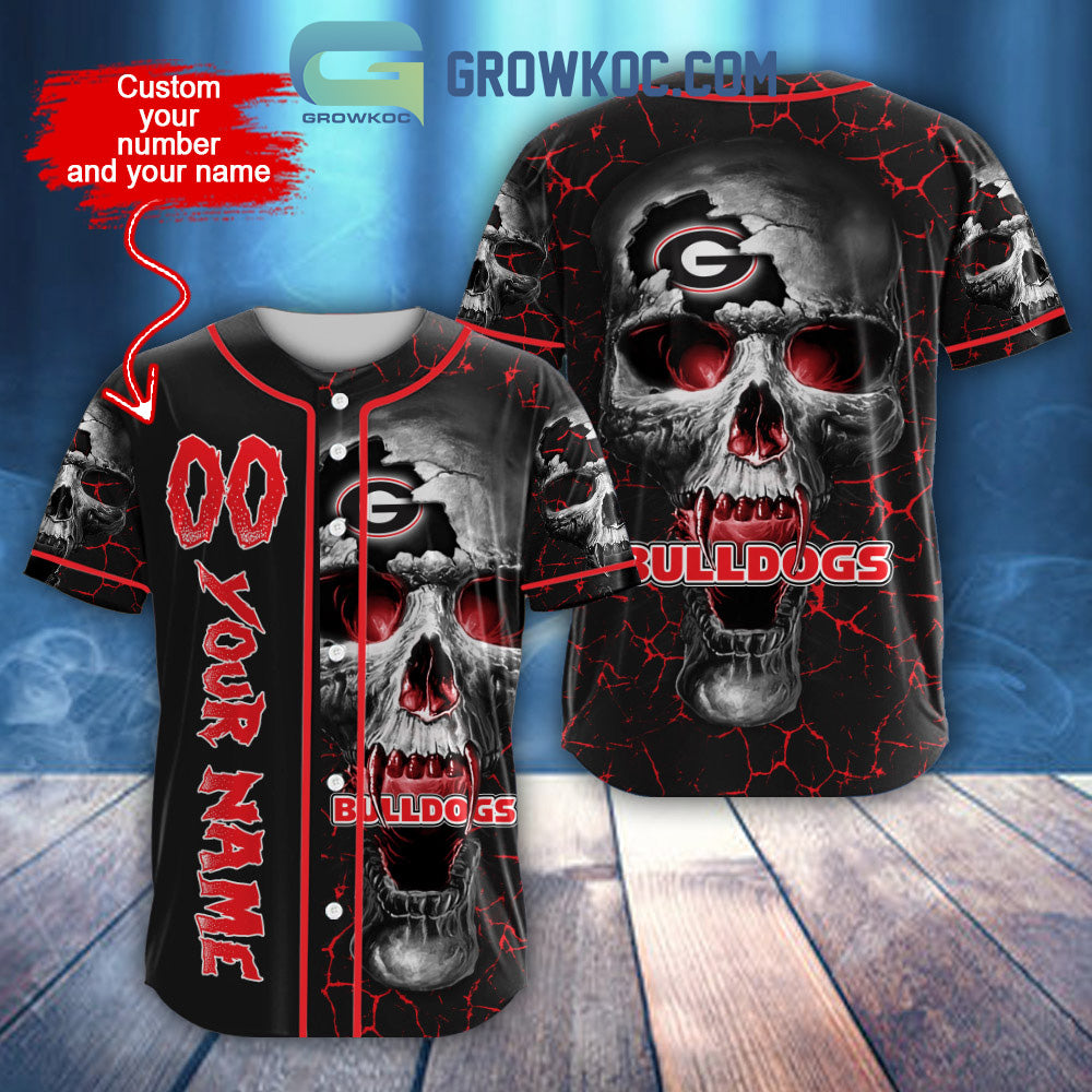 NCAA Georgia Bulldogs Personalized Skull Design Baseball Jersey Unisex T-shirt, Sweatshirt, Hoodie, Long Sleeve Tee - T-Shirt, Sweatshirt, Hoodie