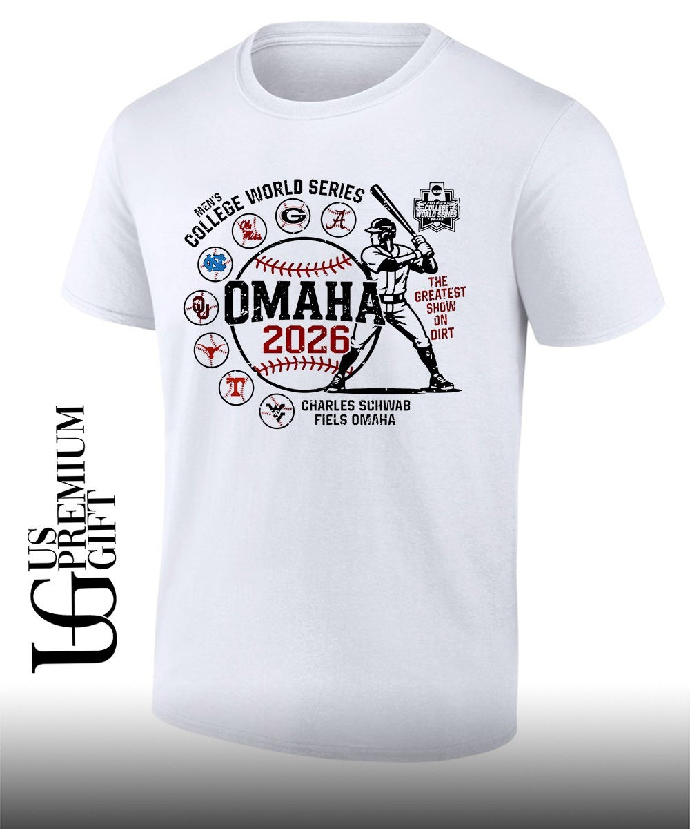 NCAA Mens College World Series Omaha 2026 Charles Schwab Fiels shirt Unisex T-shirt, Sweatshirt, Hoodie, Long Sleeve Tee - T-Shirt, Sweatshirt, Hoodie