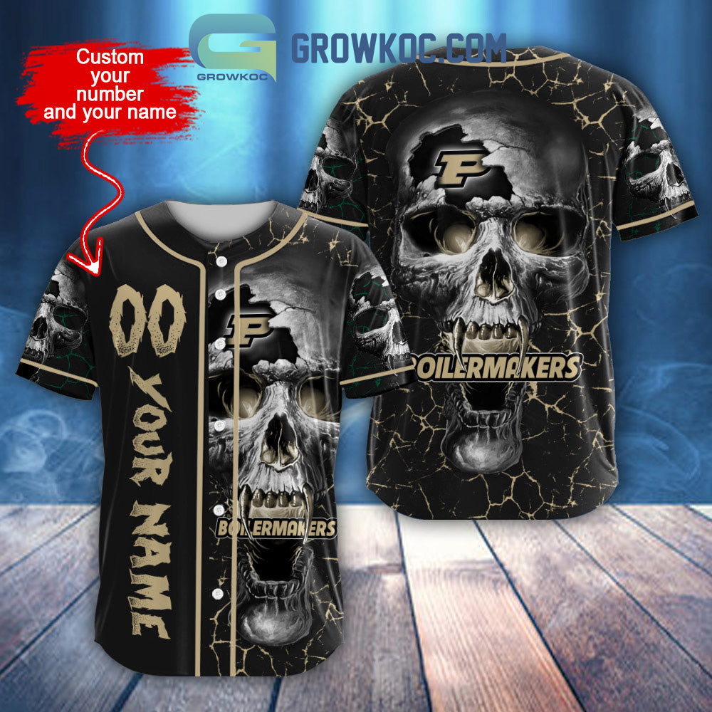 NCAA Purdue Boilermakers Personalized Skull Design Baseball Jersey Unisex T-shirt, Sweatshirt, Hoodie, Long Sleeve Tee - T-Shirt, Sweatshirt, Hoodie