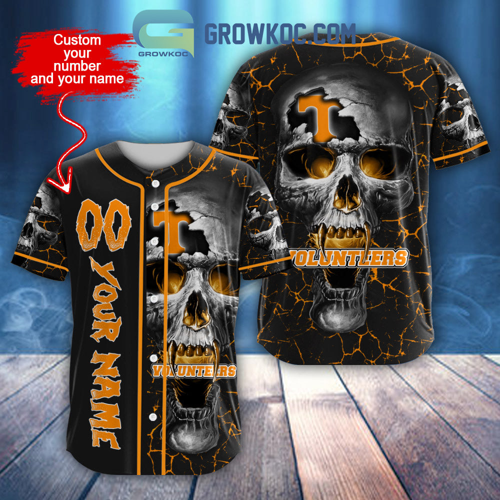 NCAA Tennessee Volunteers Personalized Skull Design Baseball Jersey Unisex T-shirt, Sweatshirt, Hoodie, Long Sleeve Tee - T-Shirt, Sweatshirt, Hoodie