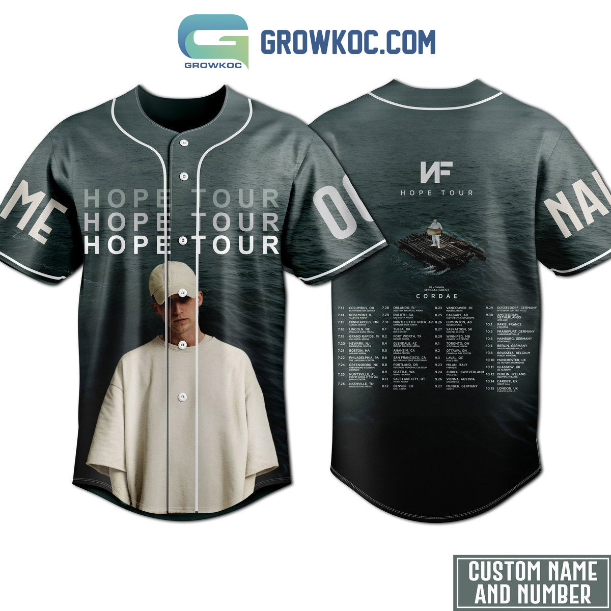 NF Hope Tour 2023 Personalized Baseball Jersey Unisex T-shirt, Sweatshirt, Hoodie, Long Sleeve Tee - T-Shirt, Sweatshirt, Hoodie