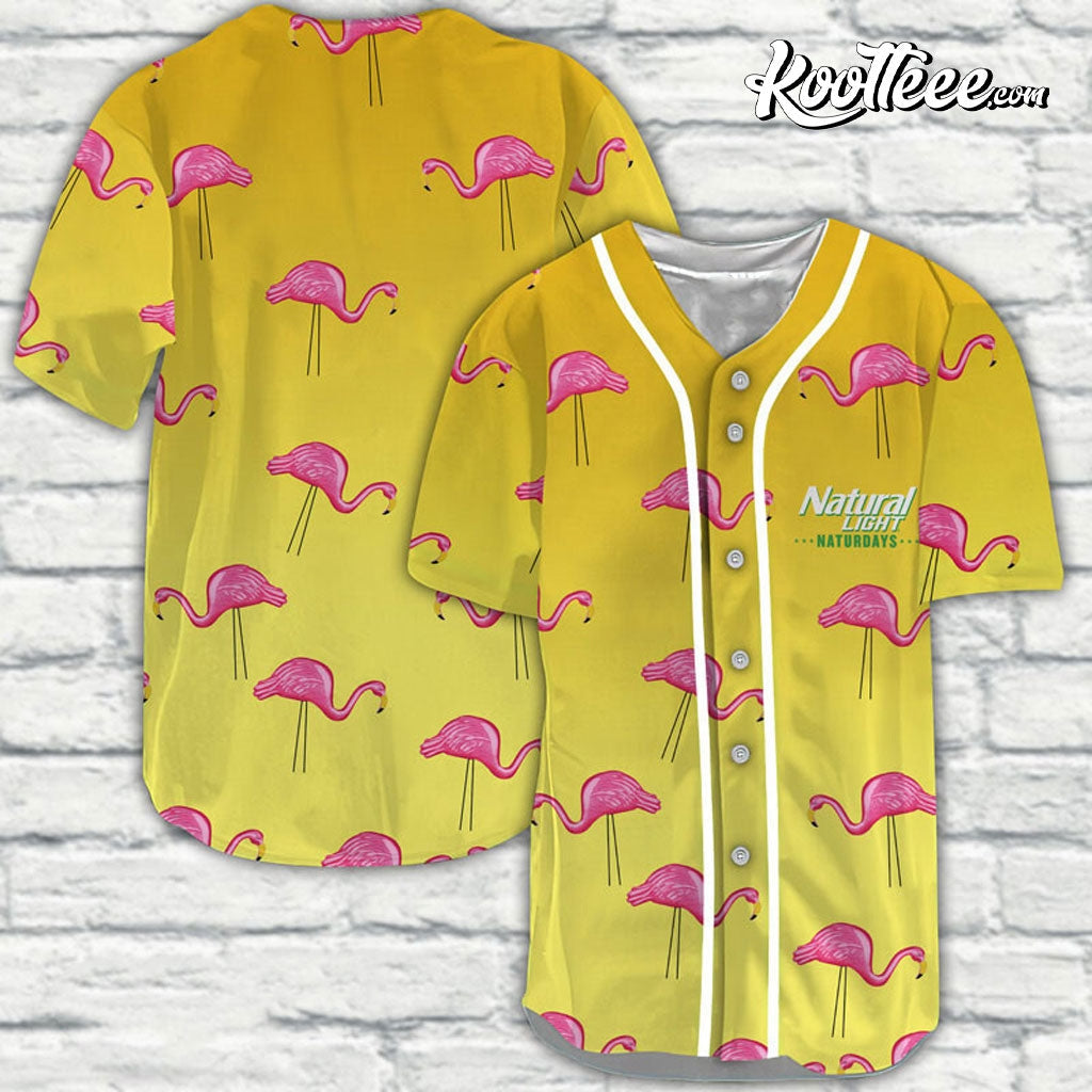Natural Light Naturdays Pink Flamingo Baseball Jersey Unisex T-shirt, Sweatshirt, Hoodie, Long Sleeve Tee - T-Shirt, Sweatshirt, Hoodie