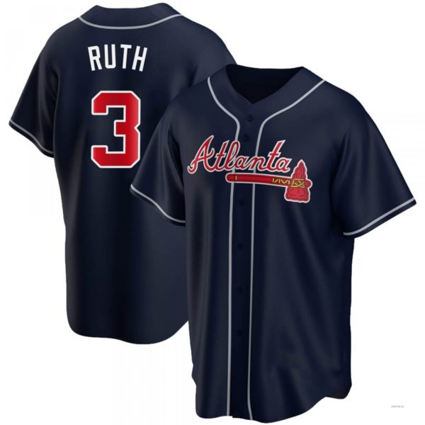 Atlanta Braves #3 Babe Ruth Navy Alternate Jersey Stitches Baseball Jerseys baseball jersey product view 1