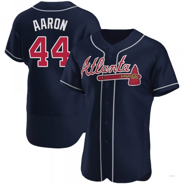Atlanta Braves #44 Hank Aaron Navy Alternate Jersey Stitches Baseball Jerseys baseball jersey product view 1