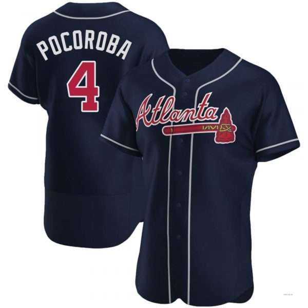 Atlanta Braves #4 Biff Pocoroba Navy Alternate Jersey Stitches Baseball Jerseys baseball jersey product view 1