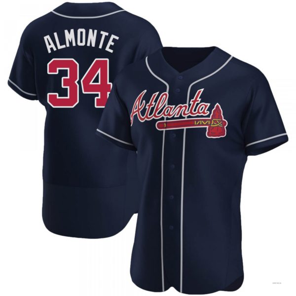 Atlanta Braves #34 Abafckm Almonte Navy Alternate Jersey Stitches Baseball Jerseys baseball jersey product view 1
