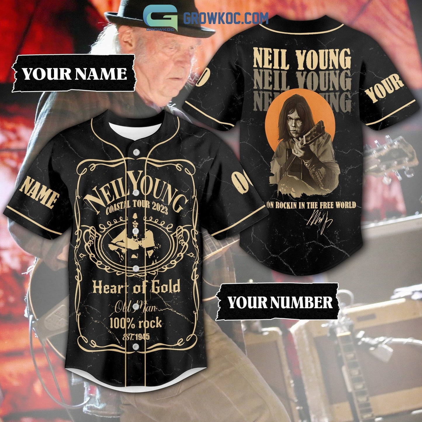 Neil Young Coastal Tour 2023 Keep On Rockin In The Free World Personalized Baseball Jersey - T-Shirt, Sweatshirt, Hoodie