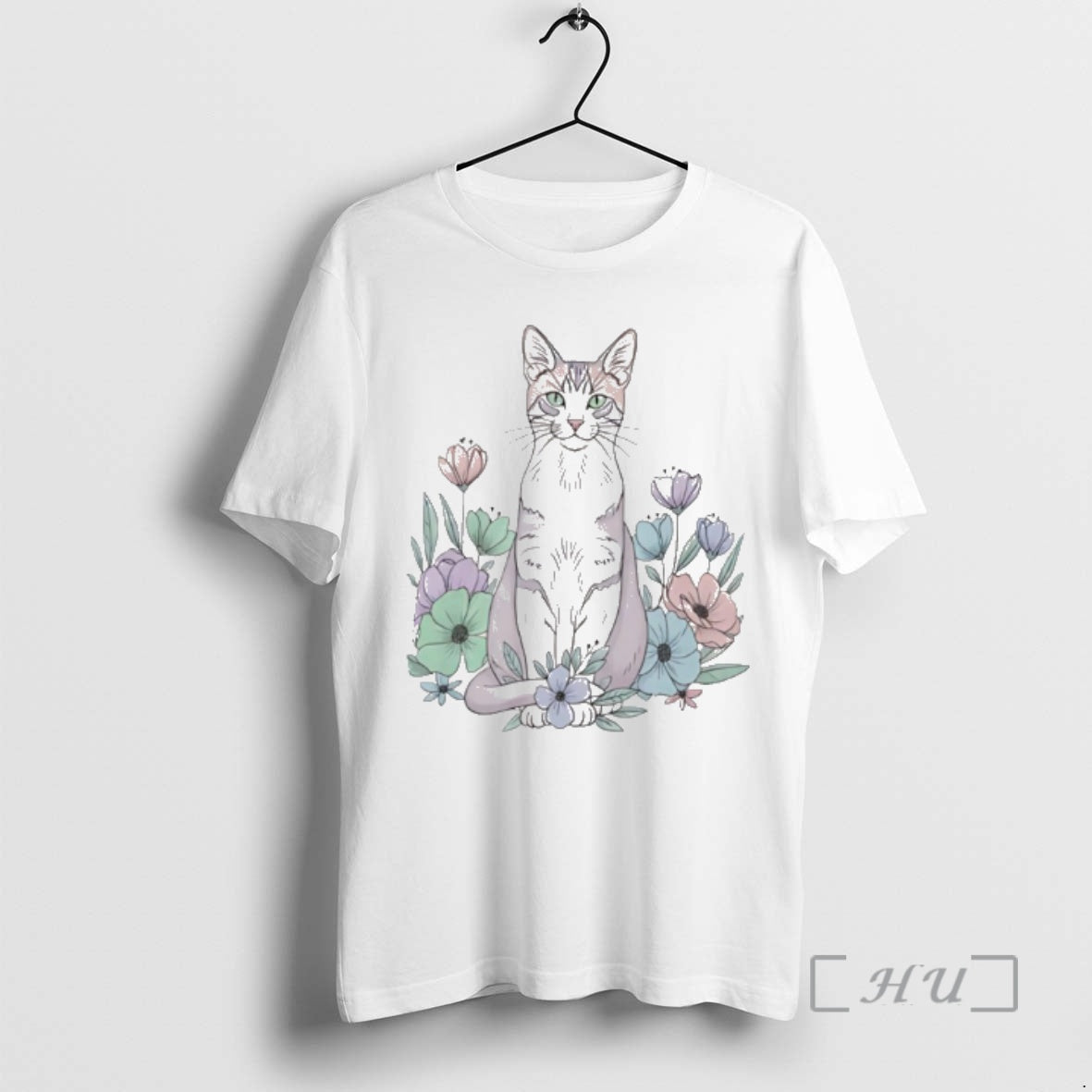 New Cute Sitting Cat Floral Garden Watercolor T-Shirts, Hoodie, Sweatshirt - T-Shirt, Sweatshirt, Hoodie
