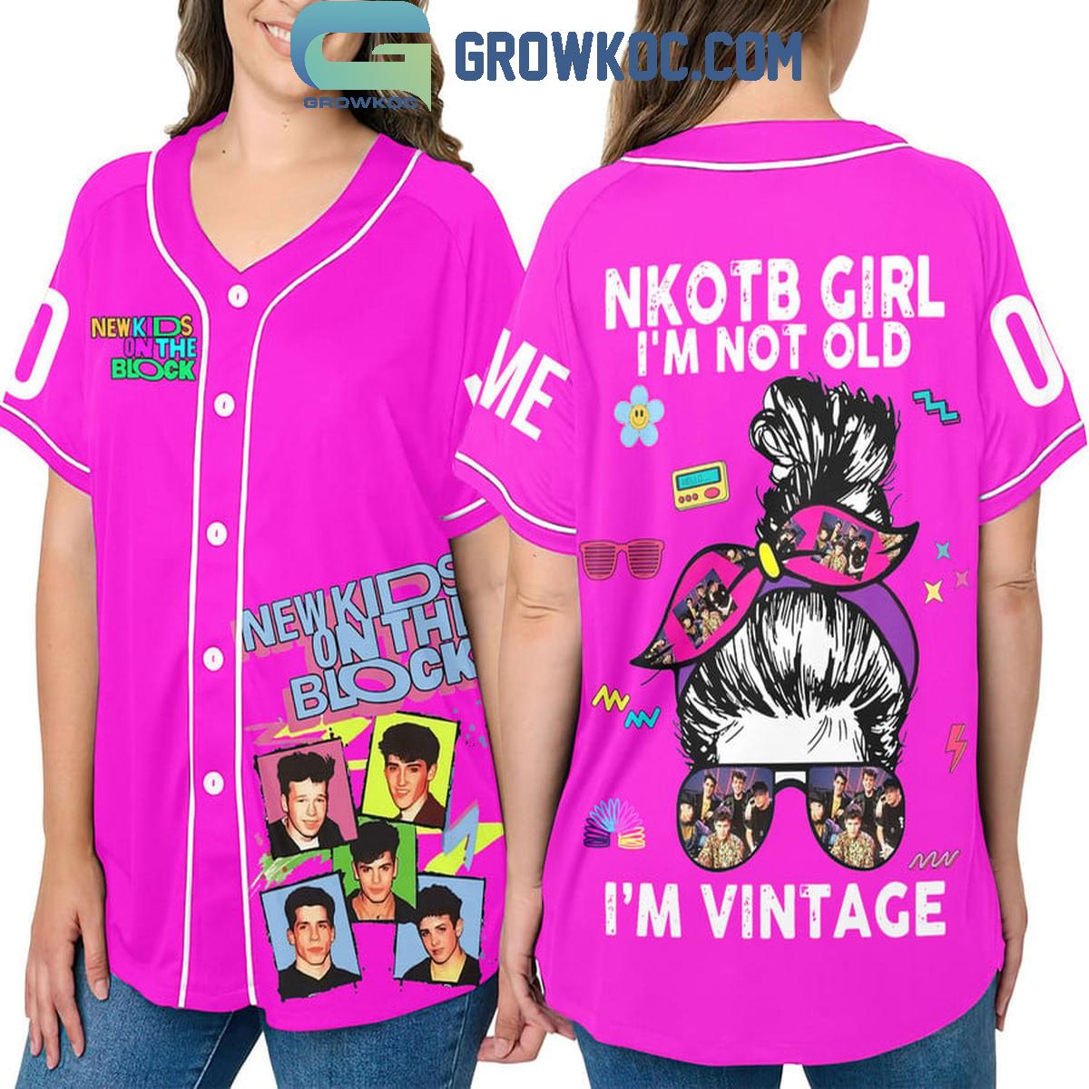 New Kids On The Block Im Not Old Im Vintage Hot Pink Personalized Baseball Jersey Unisex T-shirt, Sweatshirt, Hoodie, Long Sleeve Tee - T-Shirt, Sweatshirt, Hoodie