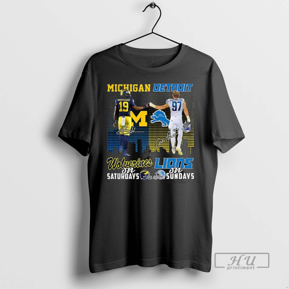 New Underwood Wolverines Saturdays Aidan Hutchinson Lions Sundays Signature T-Shirts, Hoodie, Sweatshirt - T-Shirt, Sweatshirt, Hoodie
