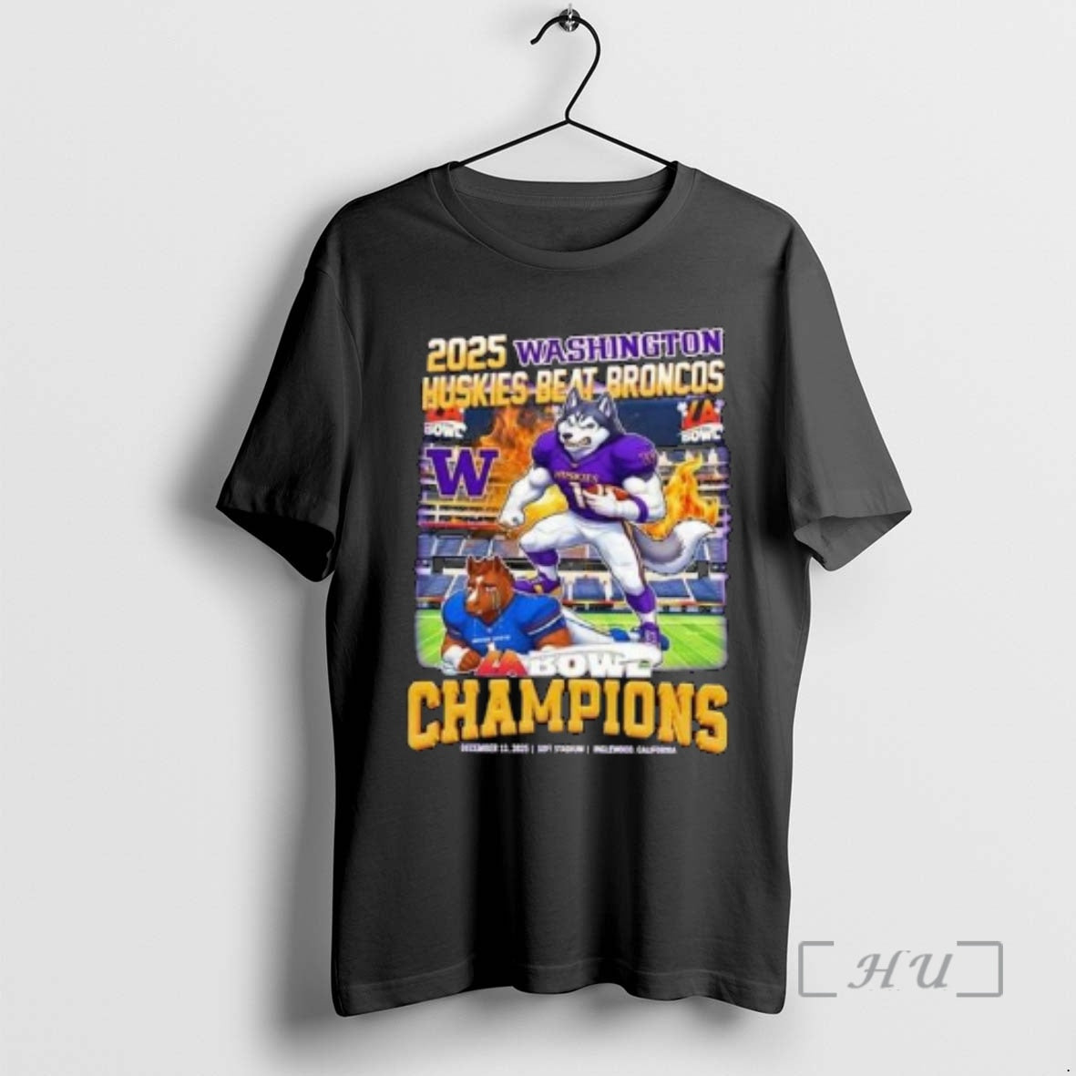 New Washington Huskies Beat Broncos 2025 La Bowl Champions Mascot Circle Black T-Shirts, Hoodie, Sweatshirt - T-Shirt, Sweatshirt, Hoodie