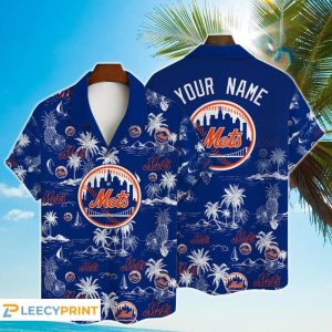 New York Mets Hawaiian Shirt Baseball Pattern Vintage Custom Name Unisex T-shirt, Sweatshirt, Hoodie, Long Sleeve Tee - T-Shirt, Sweatshirt, Hoodie