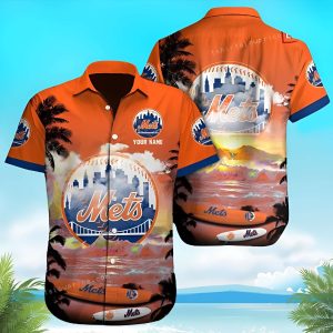 New York Mets MLB Custom Name Hawaiian Shirt, Mets Hawaiian Shirt Unisex T-shirt, Sweatshirt, Hoodie, Long Sleeve Tee - T-Shirt, Sweatshirt, Hoodie