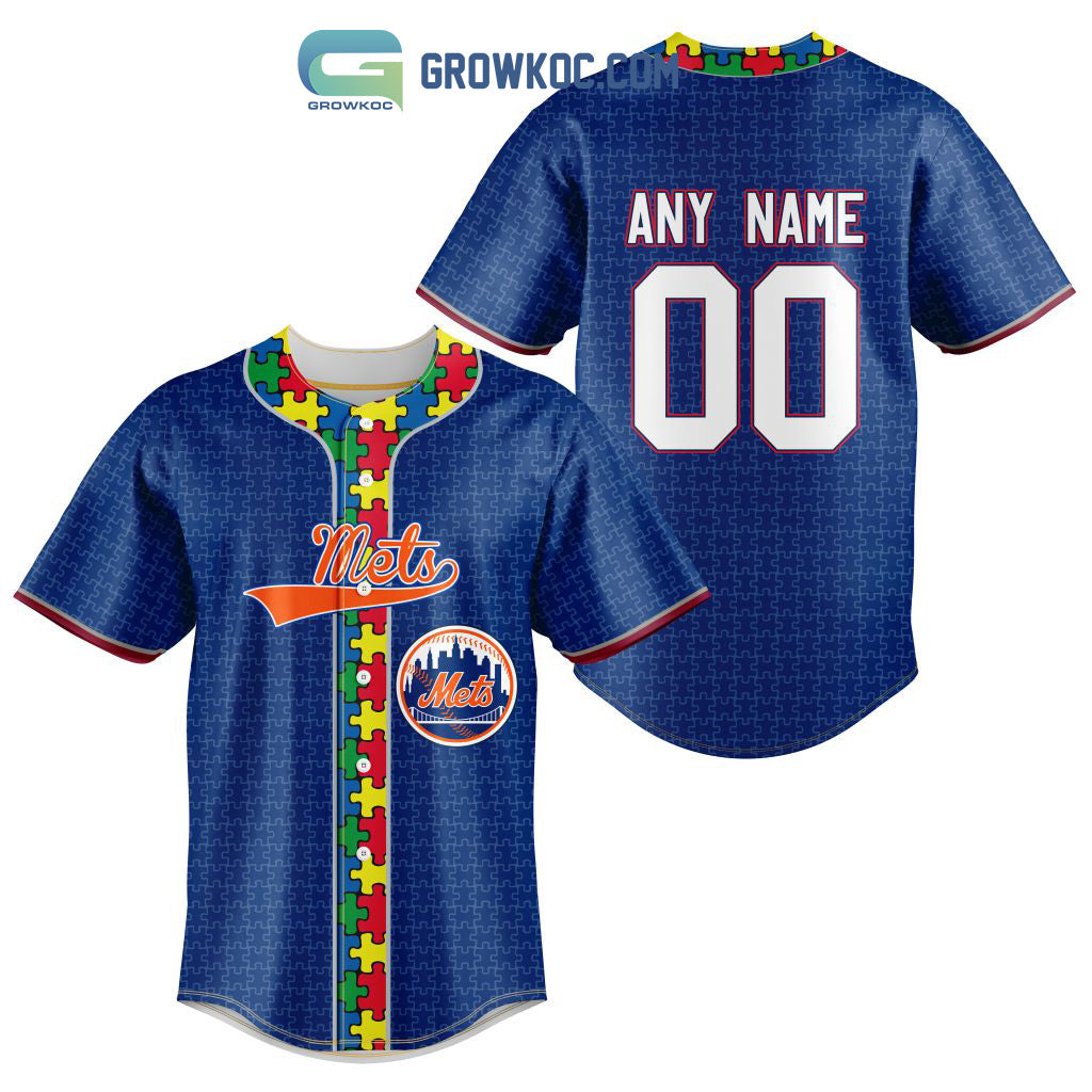 New York Mets MLB Fearless Against Autism Personalized Baseball Jersey Unisex T-shirt, Sweatshirt, Hoodie, Long Sleeve Tee - T-Shirt, Sweatshirt, Hoodie