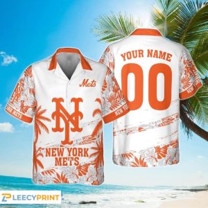 New York Mets MLB Flower Pattern Summer 3D Hawaiian Shirt Personalized, New York Mets Hawaiian Shirt - T-Shirt, Sweatshirt, Hoodie