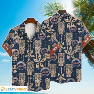New York Mets Major League Baseball 2024 Tiki Hawaiian Shirt, New York Mets Hawaiian Shirt - T-Shirt, Sweatshirt, Hoodie
