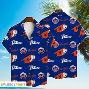 New York Mets Major League Baseball Simple Pattern 3D Print Hawaiian Shirt For Fans, New York Mets Hawaiian Shirt - T-Shirt, Sweatshirt, Hoodie