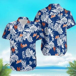New York Mets Tropical Flower Short Sleeve Hawaiian Shirt, Mets Hawaiian Shirt Unisex T-shirt, Sweatshirt, Hoodie, Long Sleeve Tee - T-Shirt, Sweatshirt, Hoodie