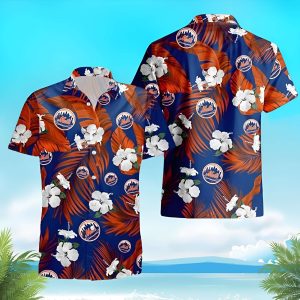 New York Mets Tropical Flowers For Fans Hawaiian Shirt, Mets Hawaiian Shirt Unisex T-shirt, Sweatshirt, Hoodie, Long Sleeve Tee - T-Shirt, Sweatshirt, Hoodie