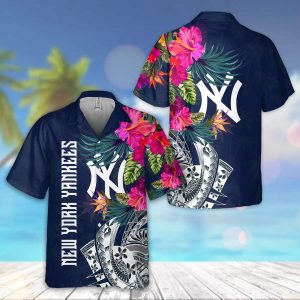 New York Yankees Hawaiian Shirt Tribal Tropical Flower Pattern Beach Lovers Gift Unisex T-shirt, Sweatshirt, Hoodie, Long Sleeve Tee - T-Shirt, Sweatshirt, Hoodie