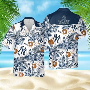 New York Yankees Hawaiian Shirt Tropical Flower Pattern Beach Gift For Friend Unisex T-shirt, Sweatshirt, Hoodie, Long Sleeve Tee - T-Shirt, Sweatshirt, Hoodie