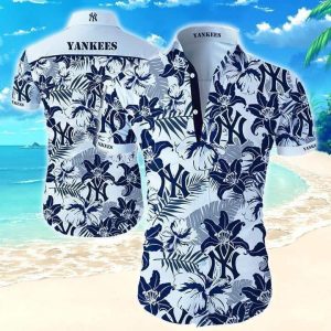 New York Yankees Hawaiian Shirt Tropical Flower Pattern Trendy Summer Gift Unisex T-shirt, Sweatshirt, Hoodie, Long Sleeve Tee - T-Shirt, Sweatshirt, Hoodie
