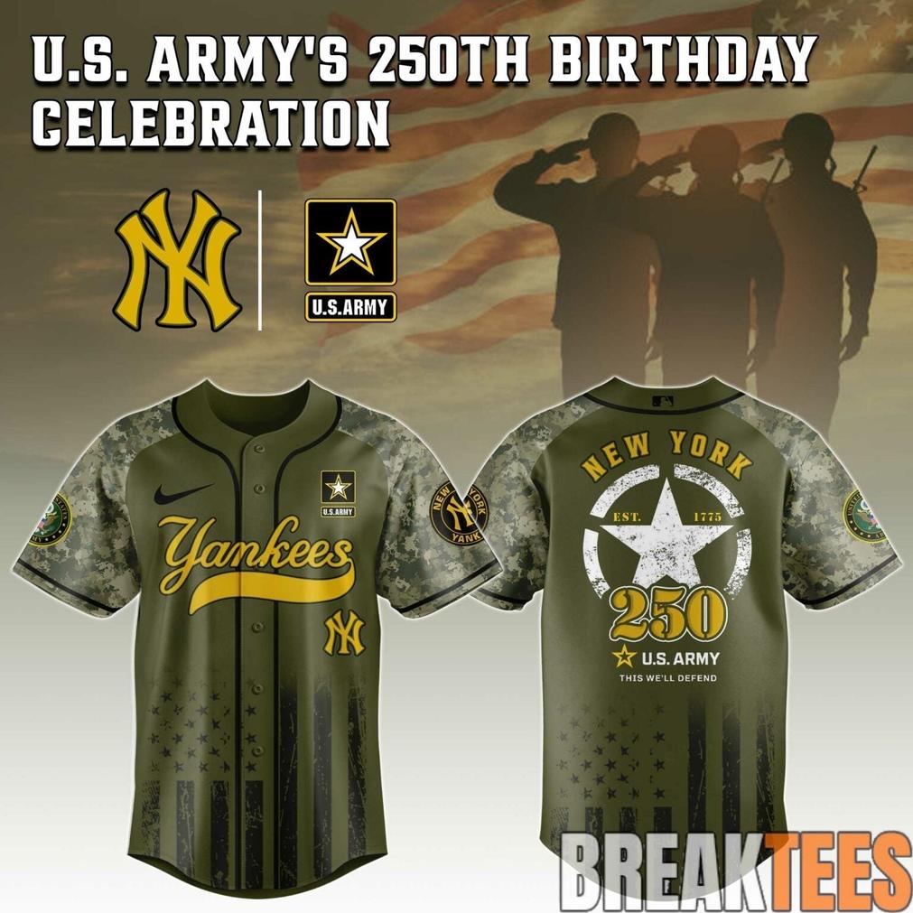 New York Yankees x 250 U.S. ARMY Baseball Jersey Unisex T-shirt, Sweatshirt, Hoodie, Long Sleeve Tee - T-Shirt, Sweatshirt, Hoodie