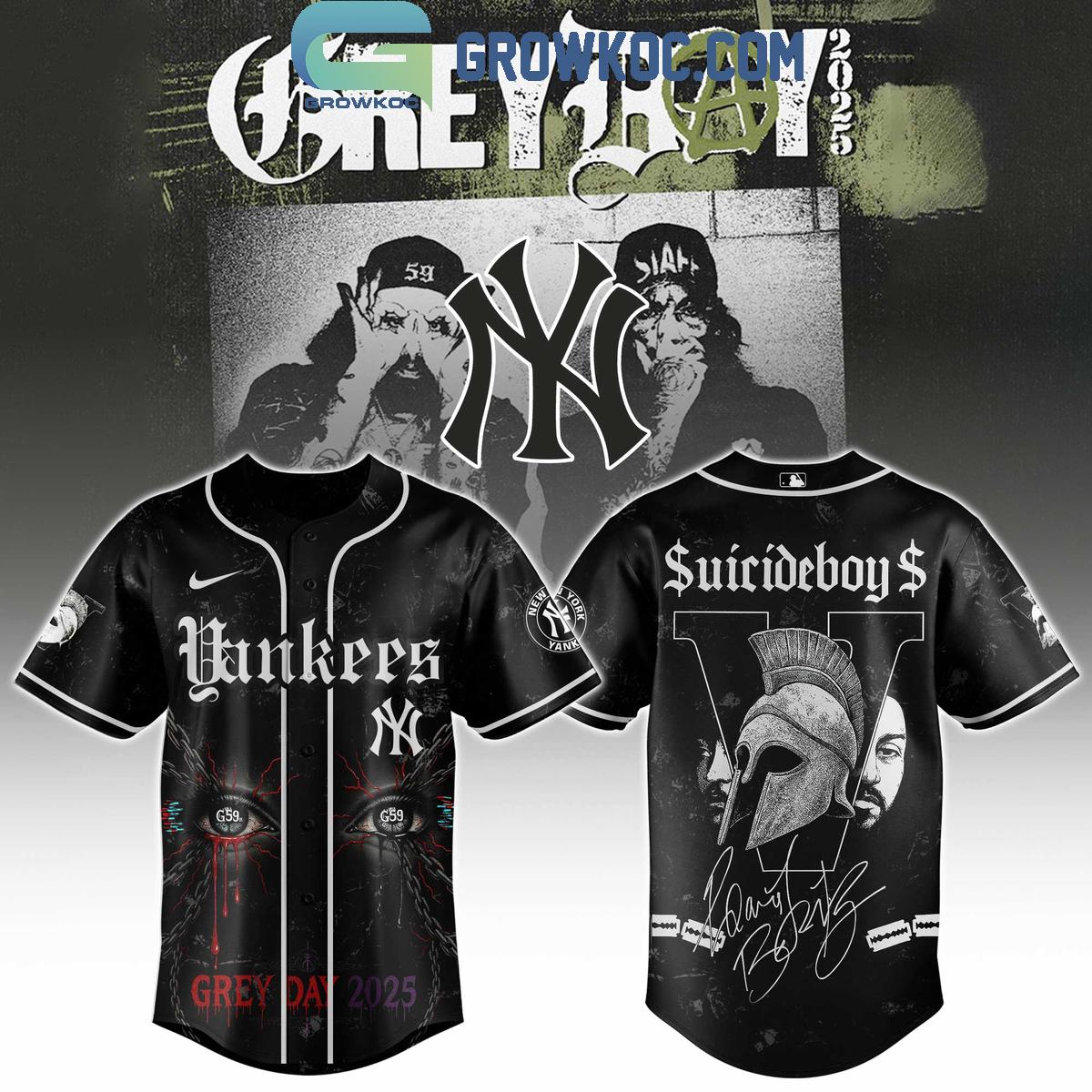 New York Yankees Mix Suicideboys Grey Day 2025 Baseball Jersey Unisex T-shirt, Sweatshirt, Hoodie, Long Sleeve Tee - T-Shirt, Sweatshirt, Hoodie