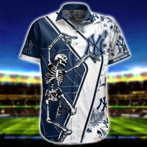New York Yankees Skull Hawaiian Shirt, Yankees Hawaiian Shirt Unisex T-shirt, Sweatshirt, Hoodie, Long Sleeve Tee - T-Shirt, Sweatshirt, Hoodie