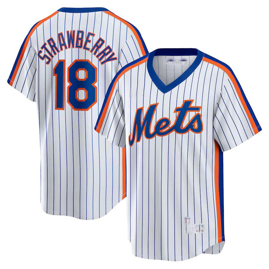 New York Mets #18 Darryl Strawberry White Home Cooperstown Collection Player Jersey Baseball Jerseys baseball jersey product view 1