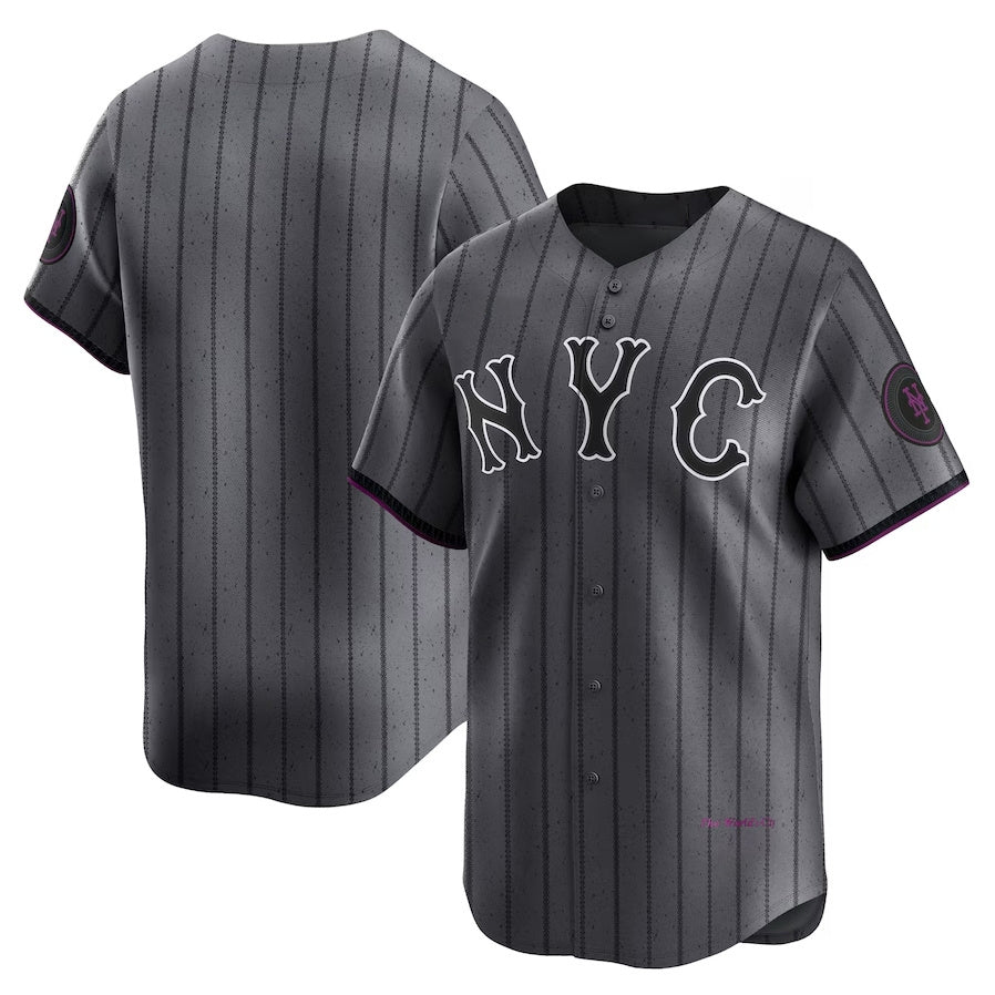New York Mets Graphite 2024 City Connect Limited Stitched Baseball Jersey baseball jersey product view 1
