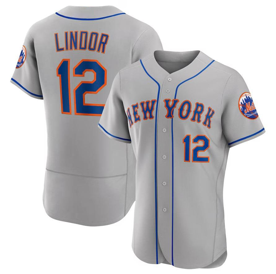New York Mets #12 Francisco Lindor Gray Home Replica Player Jersey Baseball Jerseys baseball jersey product view 1