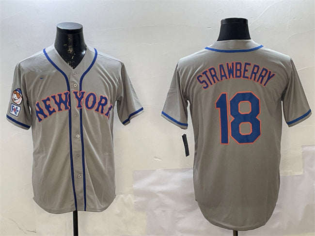 New York Mets #18 Darryl Strawberry Grey 2025 Spring Training Cool Base Stitched Baseball Jersey baseball jersey product view 1