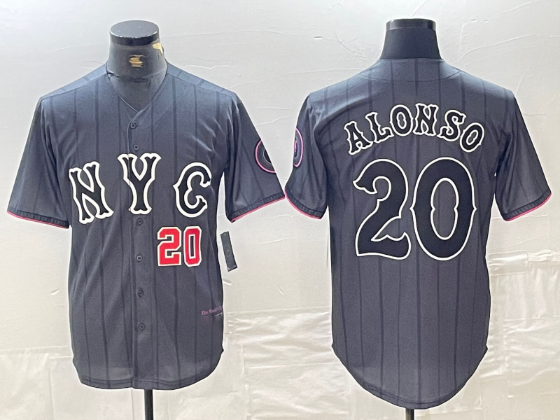 New York Mets #20 Pete Alonso Number Grey 2024 City Connect Cool Base Stitched Baseball Jersey baseball jersey product view 1